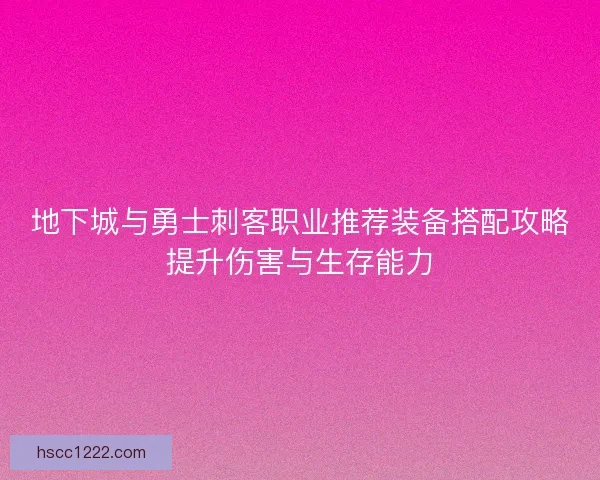 地下城与勇士刺客职业推荐装备搭配攻略提升伤害与生存能力