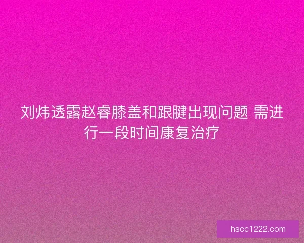 刘炜透露赵睿膝盖和跟腱出现问题 需进行一段时间康复治疗 刘炜透露赵睿膝盖和跟腱出现问题 需进行一段时间康复治疗