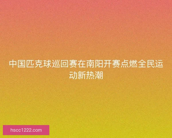 中国匹克球巡回赛在南阳开赛点燃全民运动新热潮 中国匹克球巡回赛在南阳开赛点燃全民运动新热潮