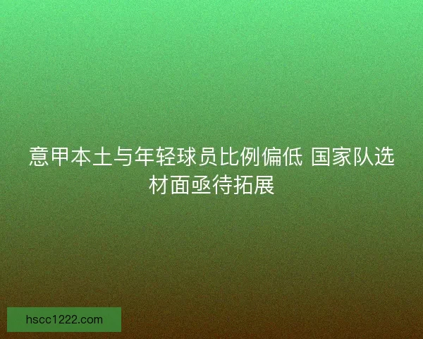 意甲本土与年轻球员比例偏低 国家队选材面亟待拓展